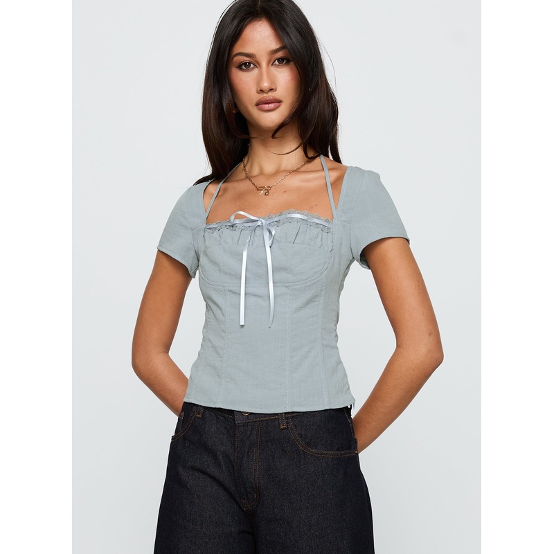 Trynia Short Sleeve Top Blue
