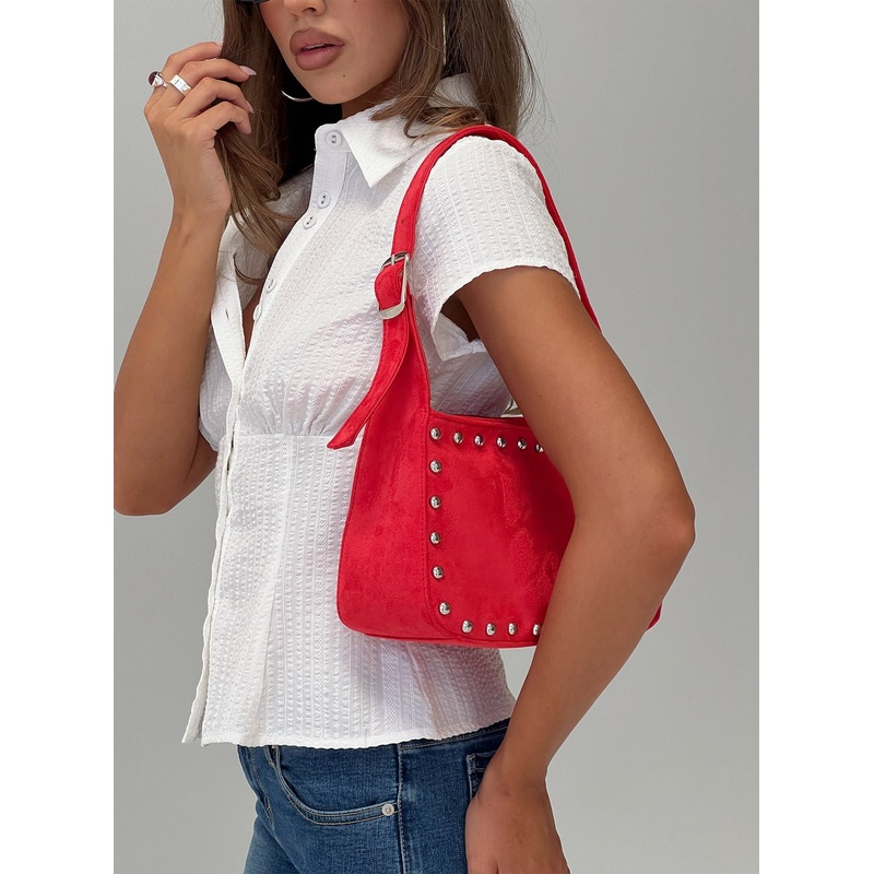 Wistfully Studded Shoulder Bag Red