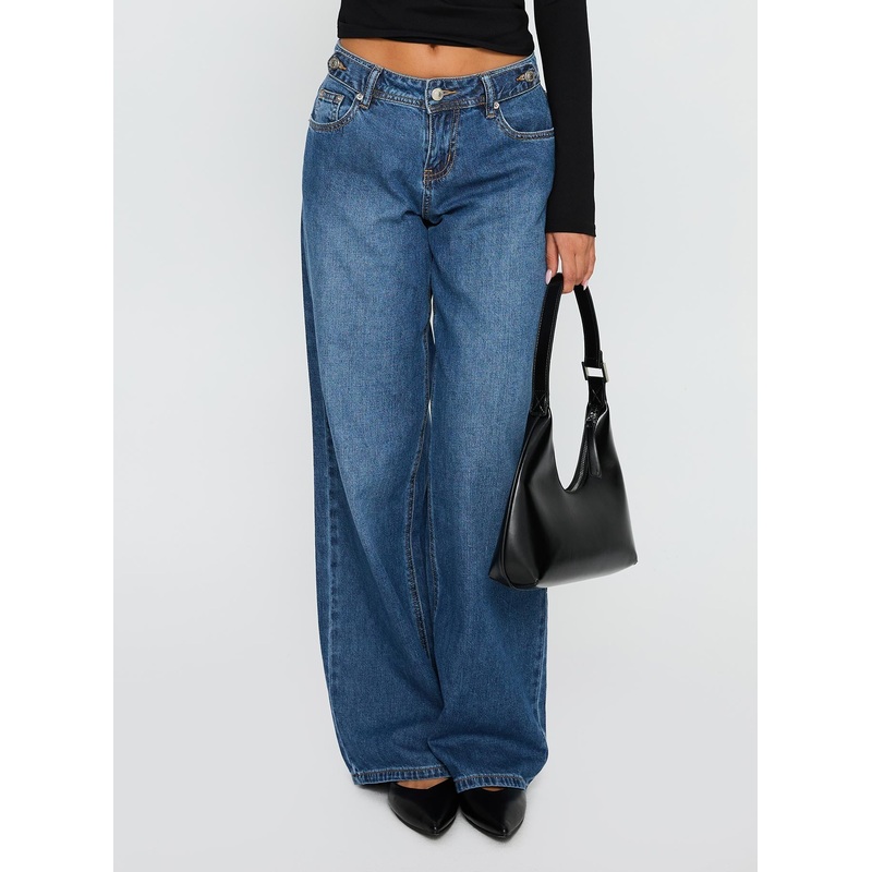 Wolfe Low Rise Denim Jeans Dark Blue Wash